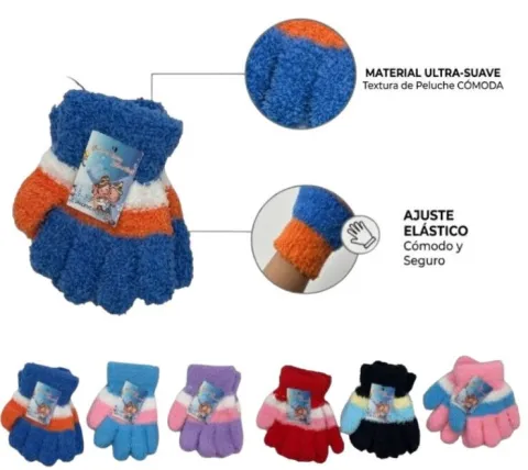 GUANTE DE POLAR PARA NIÑOS DE 3 a 6 AÑOS  - EN COLORES / VENTA X UNIDAD