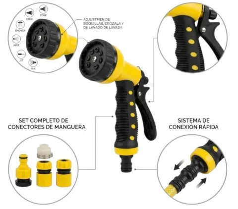 PISTOLA DE RIEGO CON BOQUILLAS AJUSTABLES - JK-4411  /JK4411 / KM4411 / KM-4411