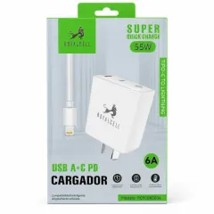 CARGADOR 55W  6A - SALIDA TIPO C + USB - CABLE USB DE TC A TC - RC9006000A