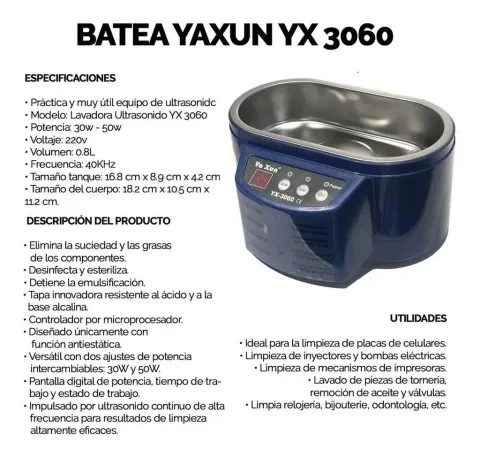 CUBA DE ULTRASONIDO -YAXUN-  YX-3060